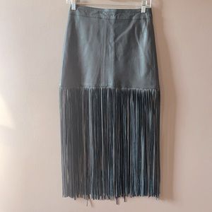 Leather fringe skirt